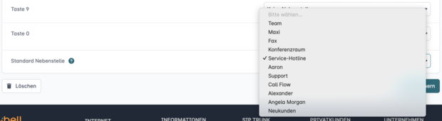 Screenshot IVR Standard-Nebenstelle