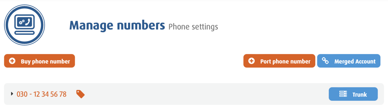 Phone number management with number set to trunk mode