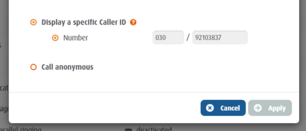 Easybell trunk settings for caller ID with CLIP no screening and SIP field selection From-Display